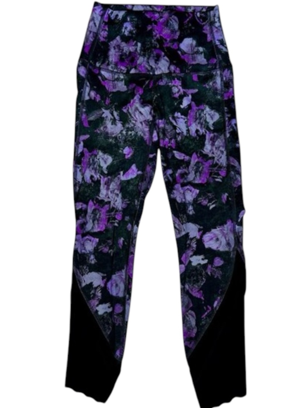 Lululemon Wunder Under Crop Leggings Floral Scalloped Hem Sz 2 Yoga Running